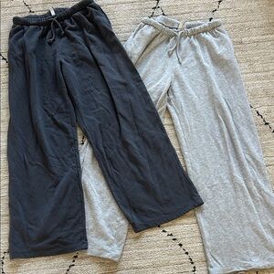 H&M set of Cozy Wide-Leg Lounge Pants Set in Black and Light Gray